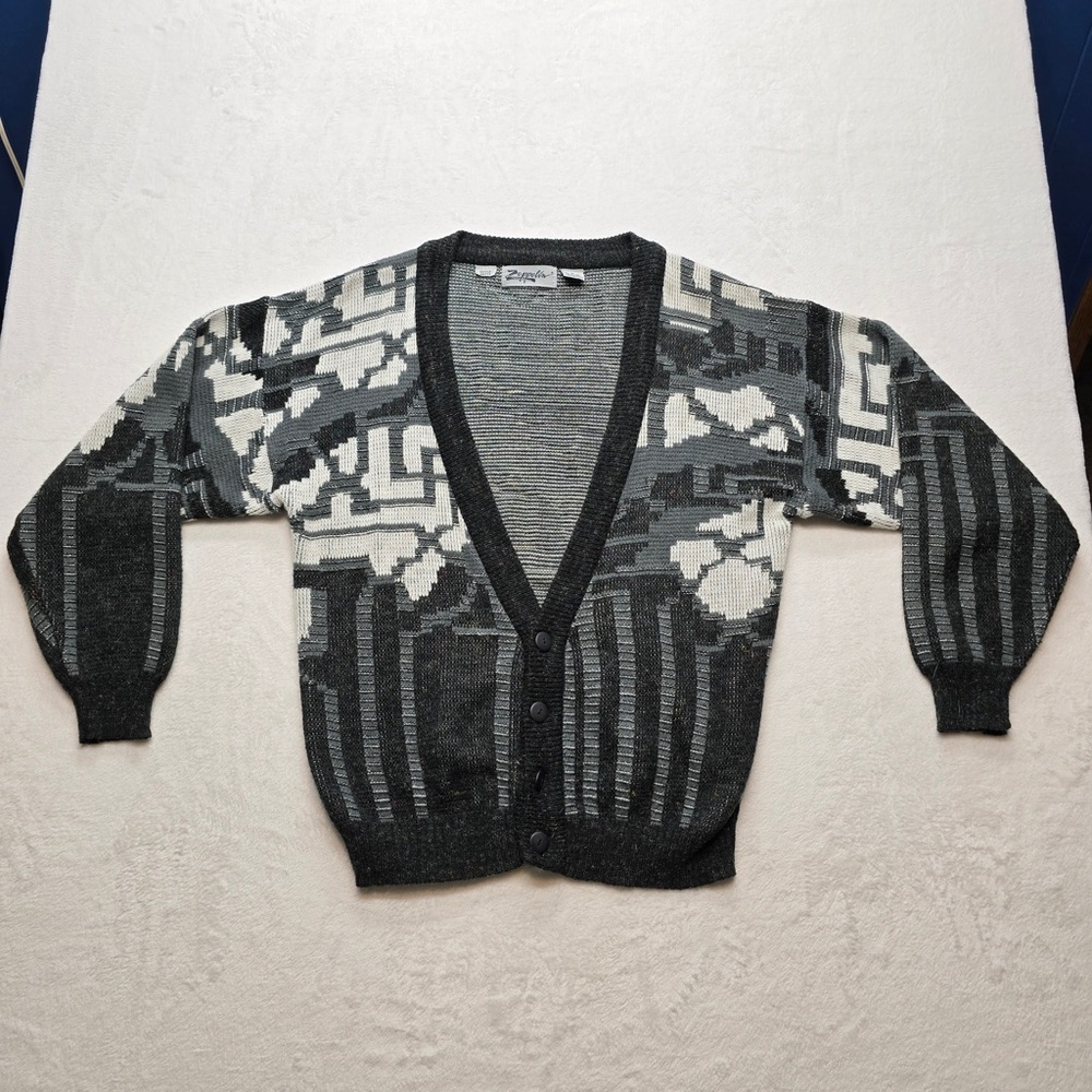 Zeppelin Abstract Knit Cardigan 90s Dad Core Grunge‎ M
Grandpacore